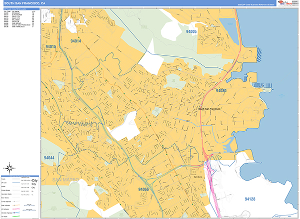 South San Francisco Wall Map